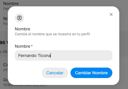 Cambiar nombre